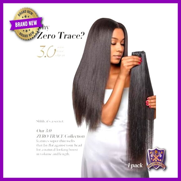100% Human Hair Clip-In Extensions 16 Inch 7 Piece Set Yaki Straight main image 6